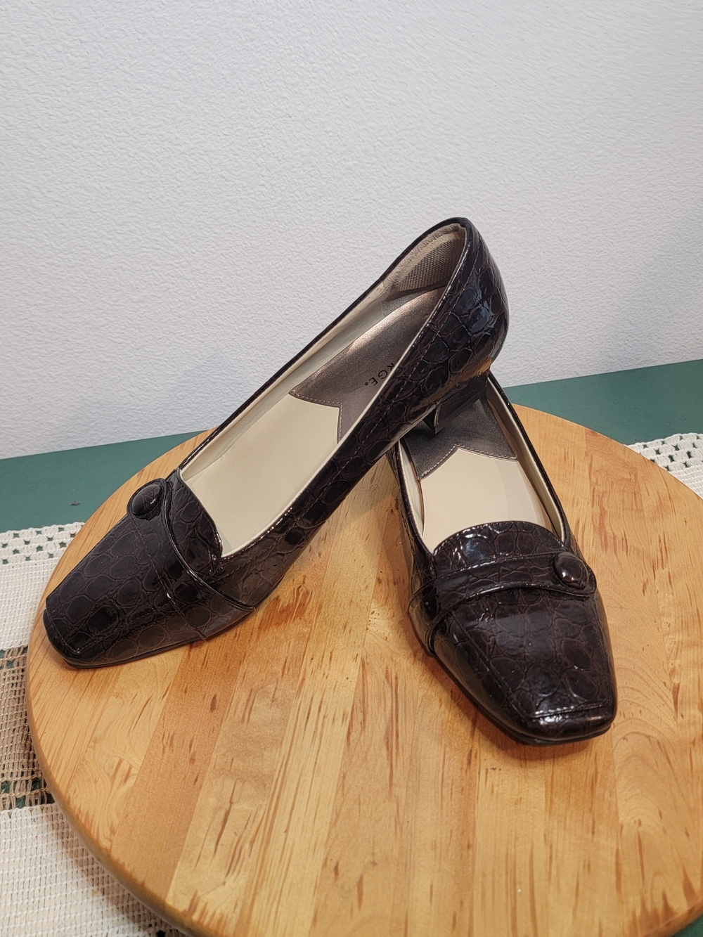George Brown Croc-Embossed Leather Loafers